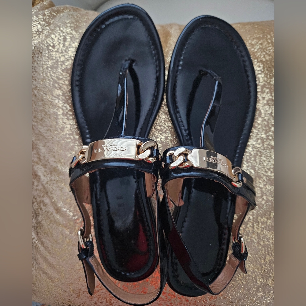 Coach Caterine black sandals, Sz 8